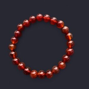 Carnelian Agate Gemstone Bead Bracelet 8mm